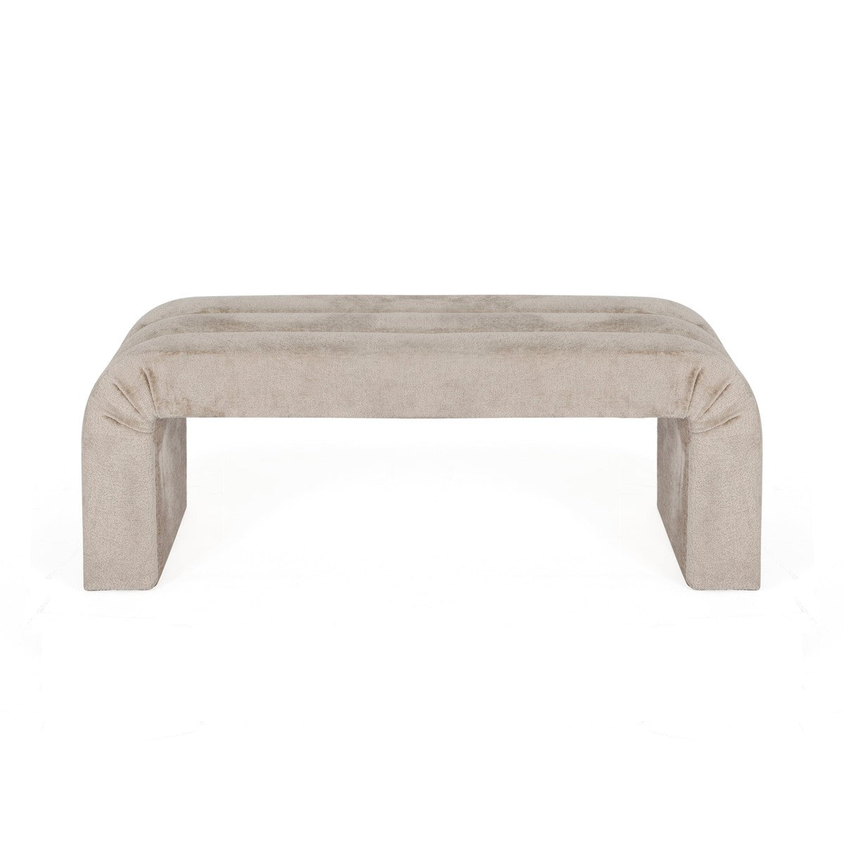 Mercer - Horizontal Channeled Bench In Taupe Textured Chenille