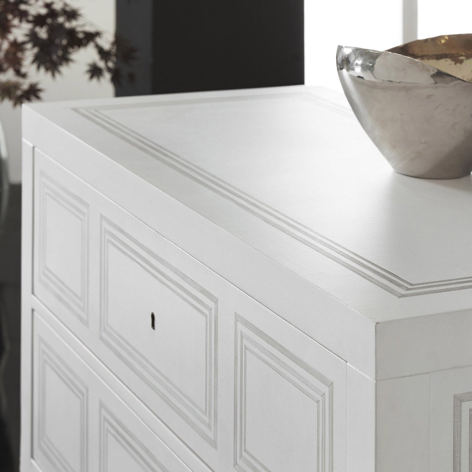 Milan Commode - White Linen With Grey Accent-Modern History-MODERN-MH561F04-Dressers-2-France and Son