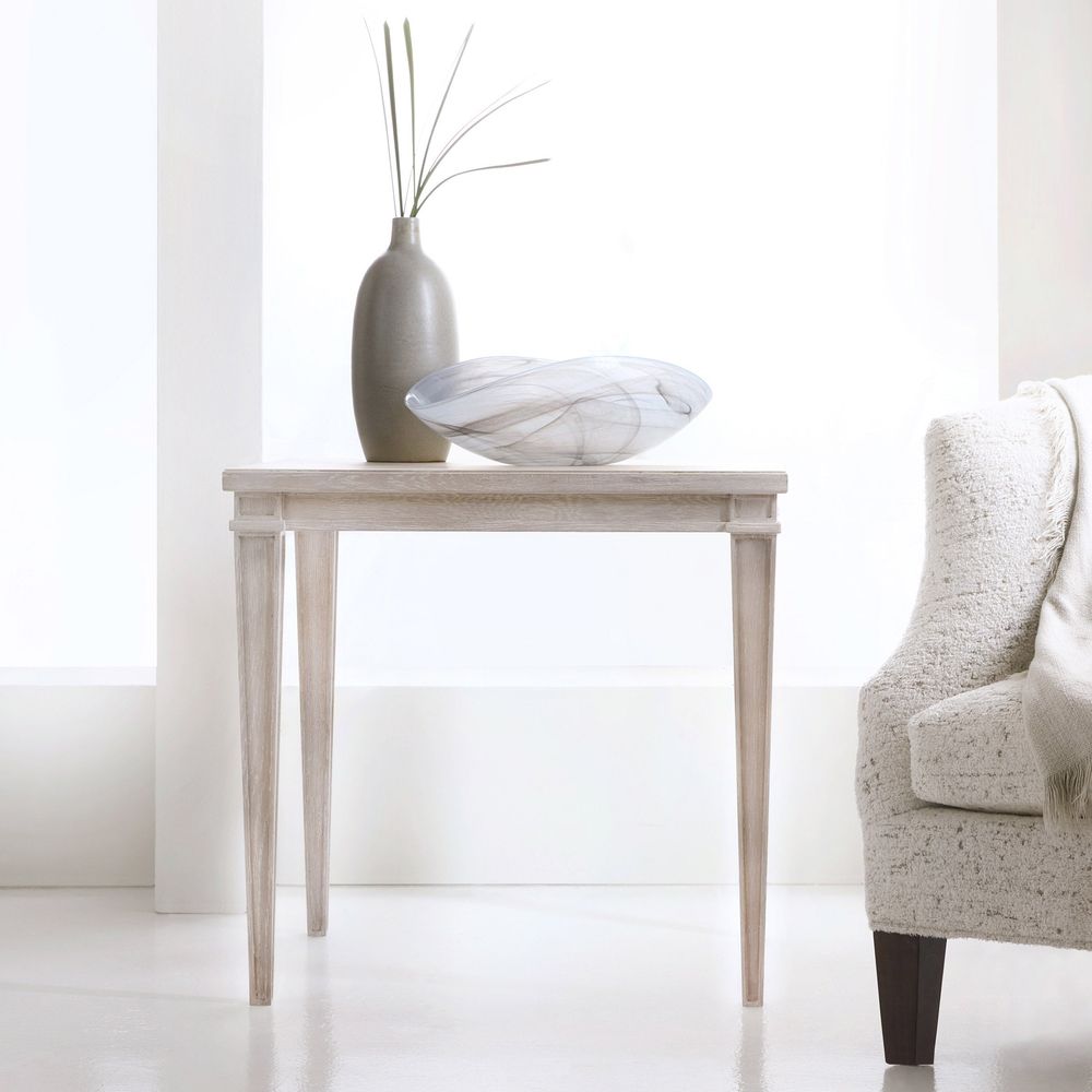 Alternate view of Salone End Table, featuring whitewashed, wood, oak, and a solid flat top surface.