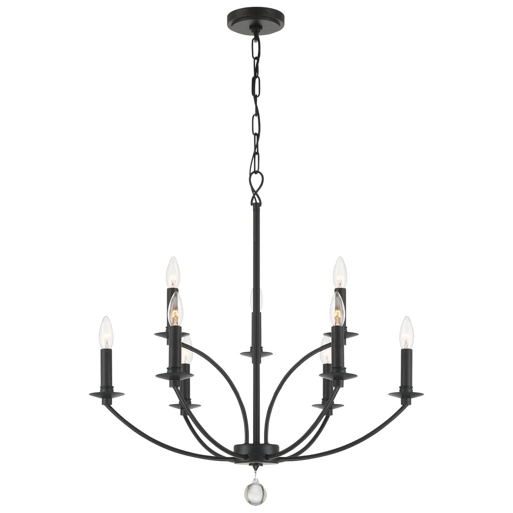 Mila 9 Light Chandelier-Crystorama Lighting Company-CRYSTO-MIL-8009-BK-Chandeliers-1-France and Son