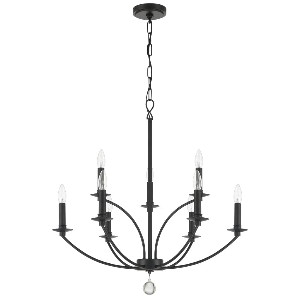 Mila 9 Light Chandelier-Crystorama Lighting Company-CRYSTO-MIL-8009-BK-Chandeliers-3-France and Son