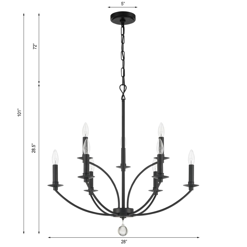 Mila 9 Light Chandelier-Crystorama Lighting Company-CRYSTO-MIL-8009-BK-Chandeliers-4-France and Son