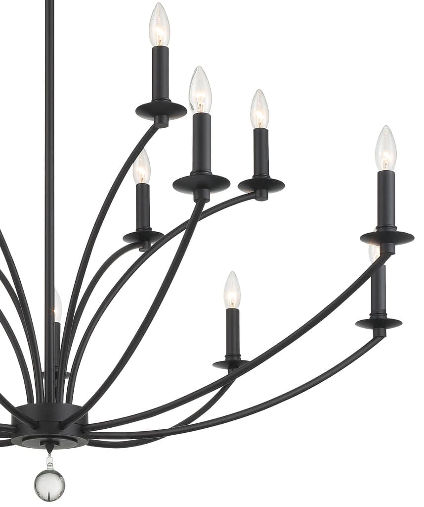 Mila 15 Light Chandelier-Crystorama Lighting Company-CRYSTO-MIL-8015-BK-Chandeliers-2-France and Son