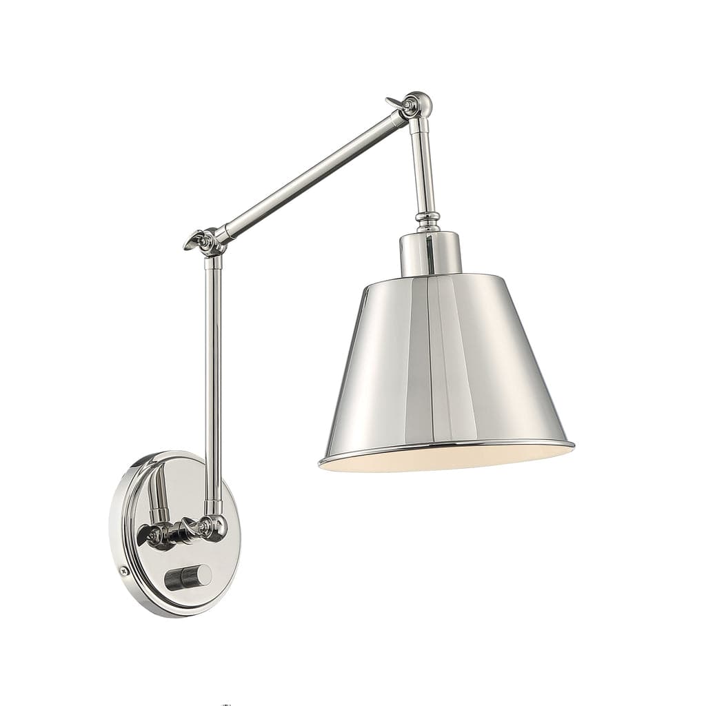 Mitchell 1 Light Wall Mount-Crystorama Lighting Company-CRYSTO-MIT-A8021-PN-Wall LightingPolished Nickel-3-France and Son