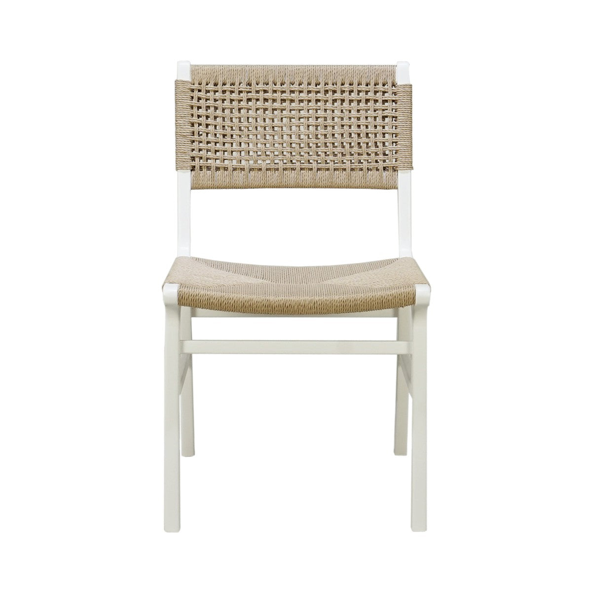 Monroe - Woven Back Dining Chair With Rush Seat In Matte White Lacquer