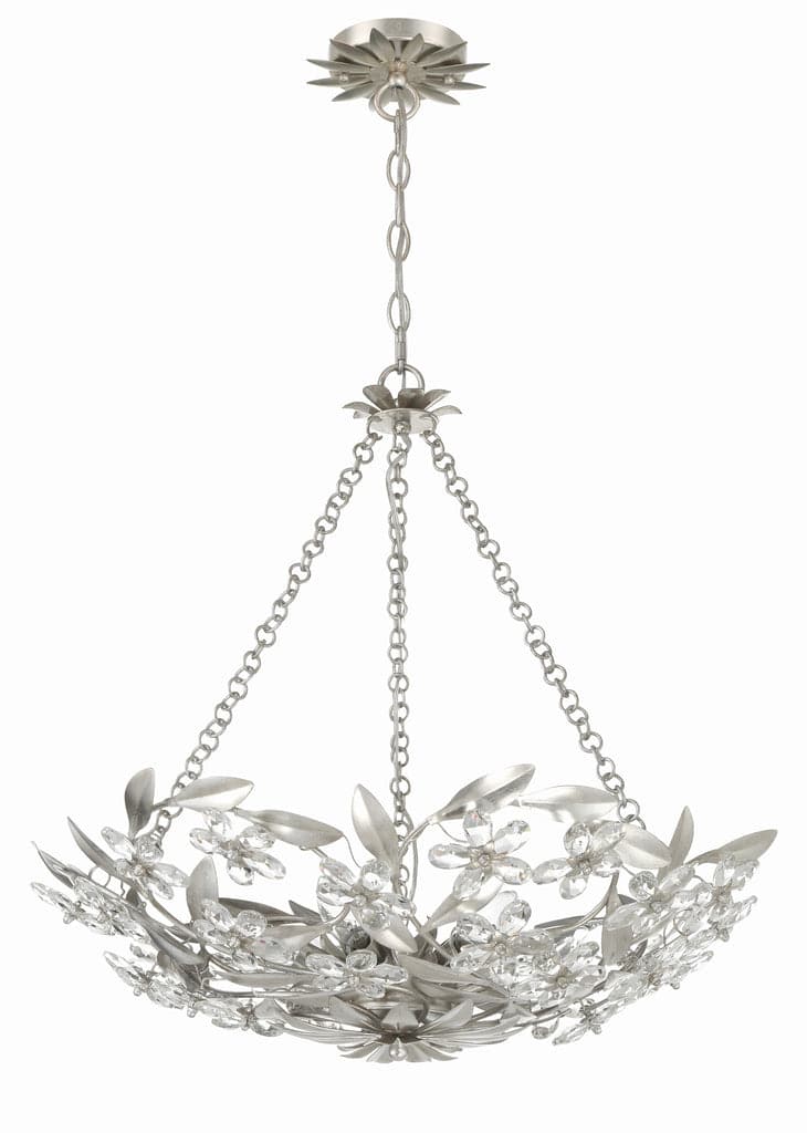 Marselle 6 Light Antique Silver Chandelier-Crystorama Lighting Company-CRYSTO-MSL-306-SA-Chandeliers-2-France and Son