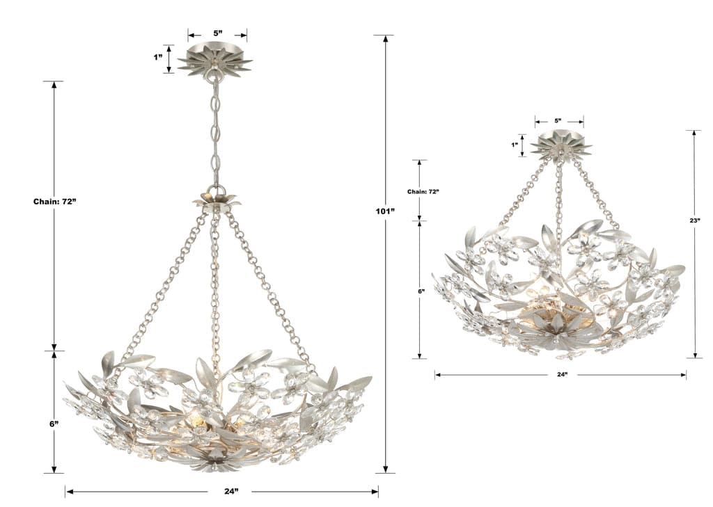 Marselle 6 Light Antique Silver Semi Flush Mount-Crystorama Lighting Company-CRYSTO-MSL-306-SA_CEILING-Flush Mounts-2-France and Son