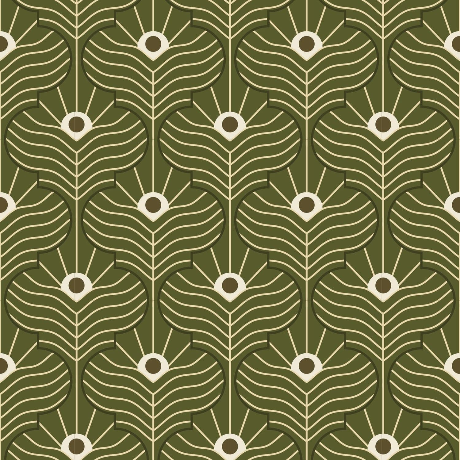 Moroccan Peacock Wallpaper-Mitchell Black-MITCHB-WC408-OL-PM-10-Wall DecorPatterns Olive-Premium Matte Paper-7-France and Son