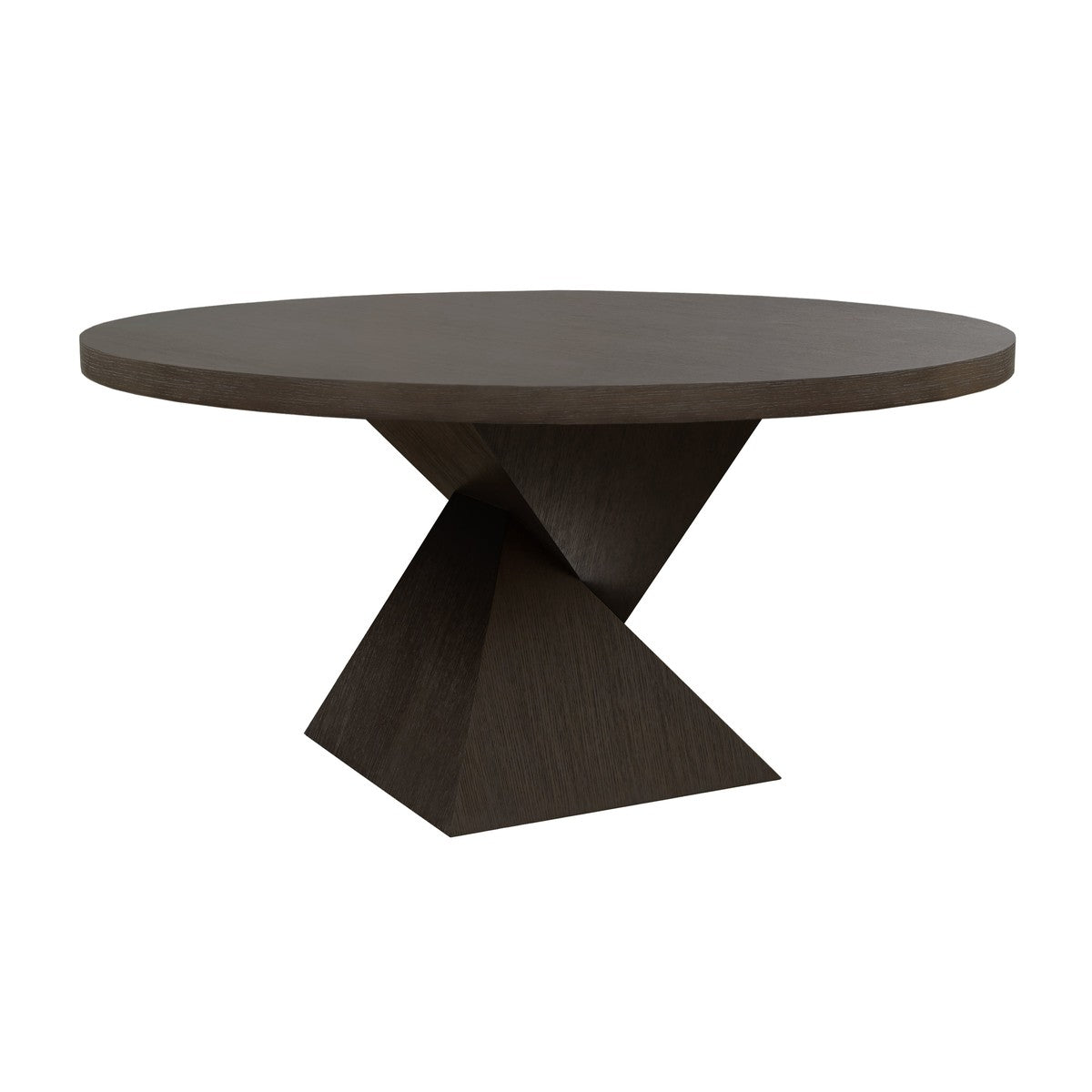 Newport Sculptural Base Dining Table In Dark Espresso Oak