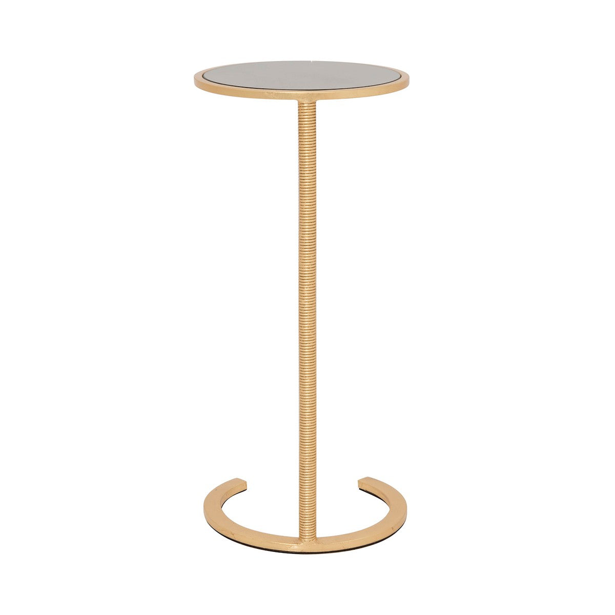 Nina - Wire Wrapped Stem Round Cigar Table With Mirror Top In Gold Leaf