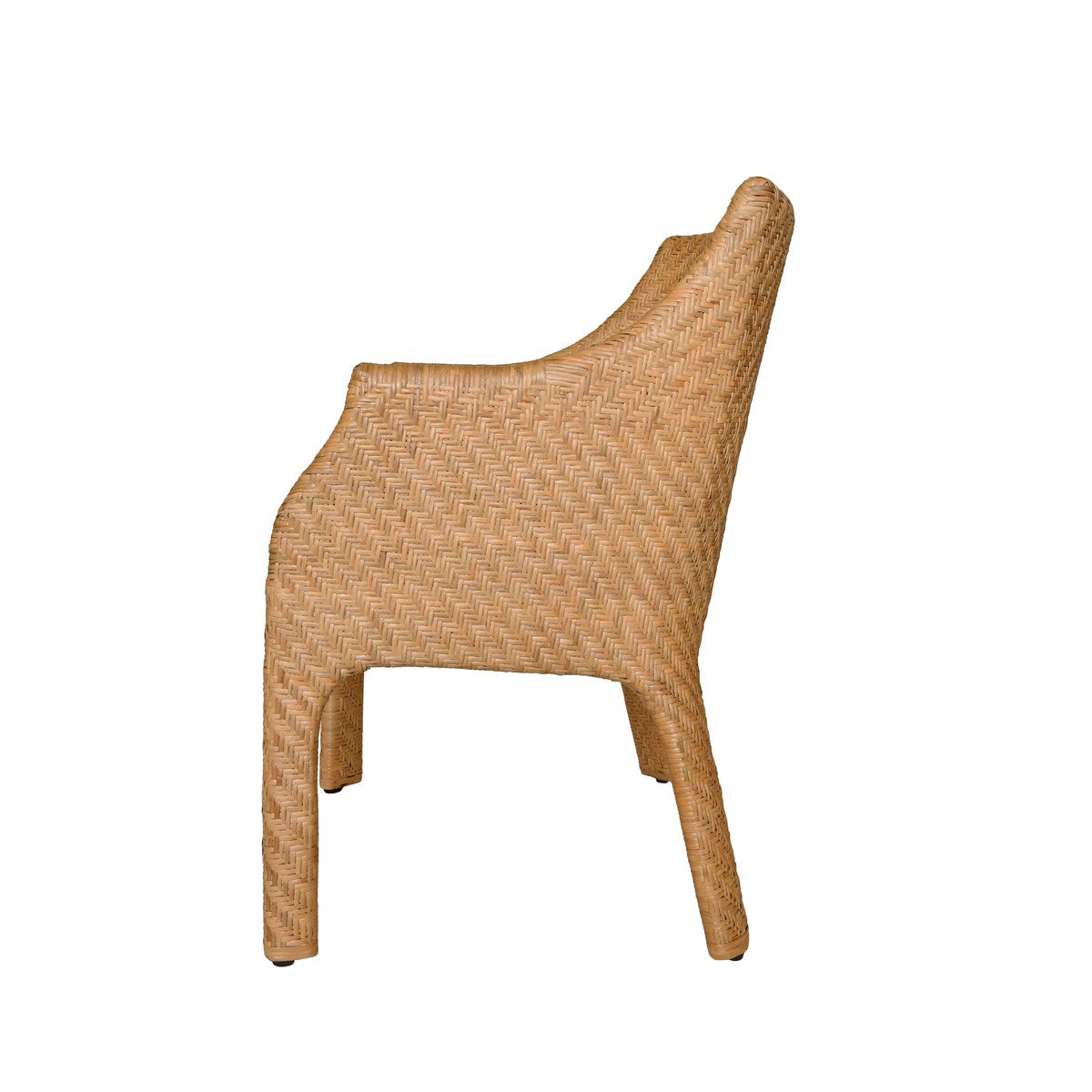 Noelle - Basketweave Rattan Wrapped Dining Chair With Ivory Linen Cushion