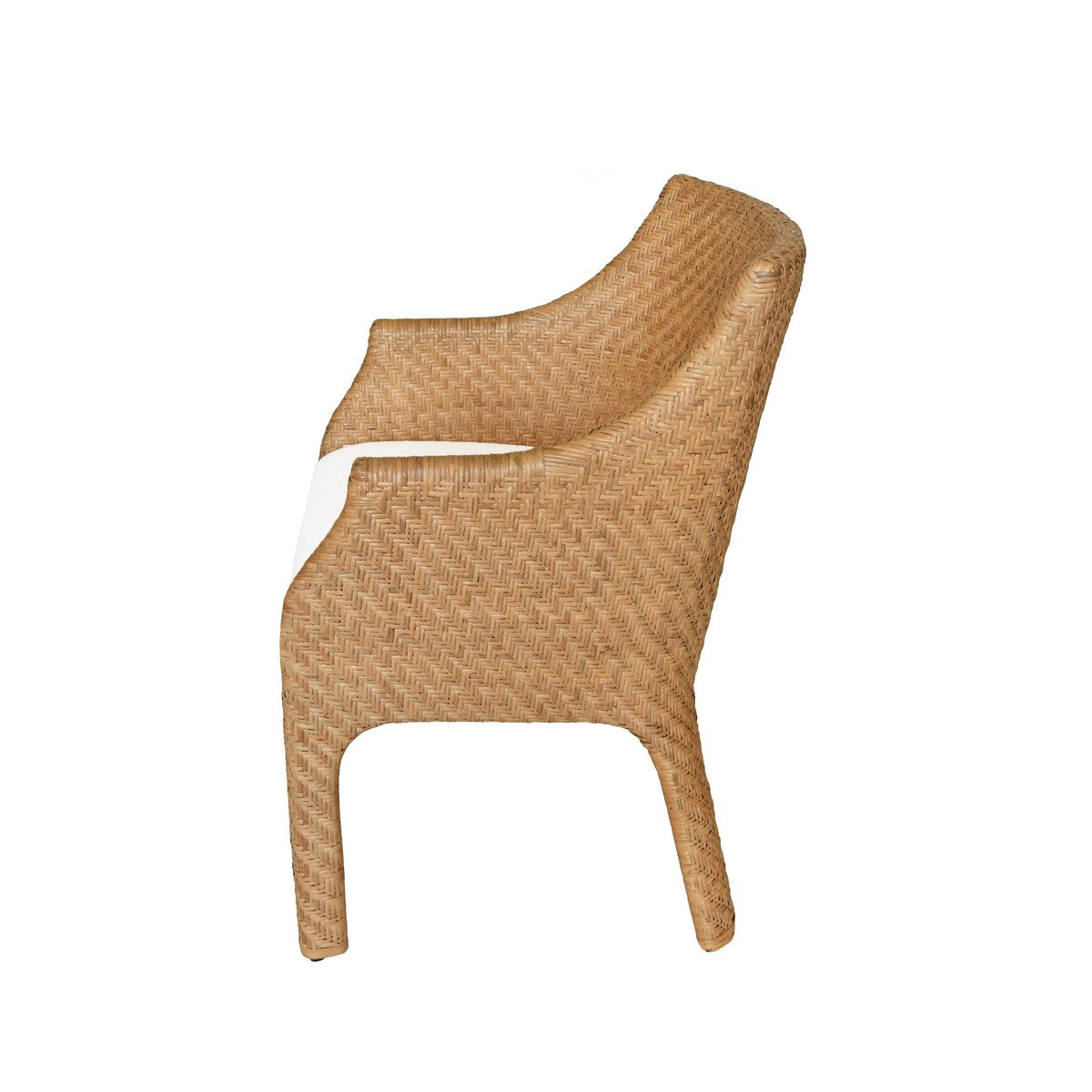 Noelle - Basketweave Rattan Wrapped Dining Chair With Ivory Linen Cushion