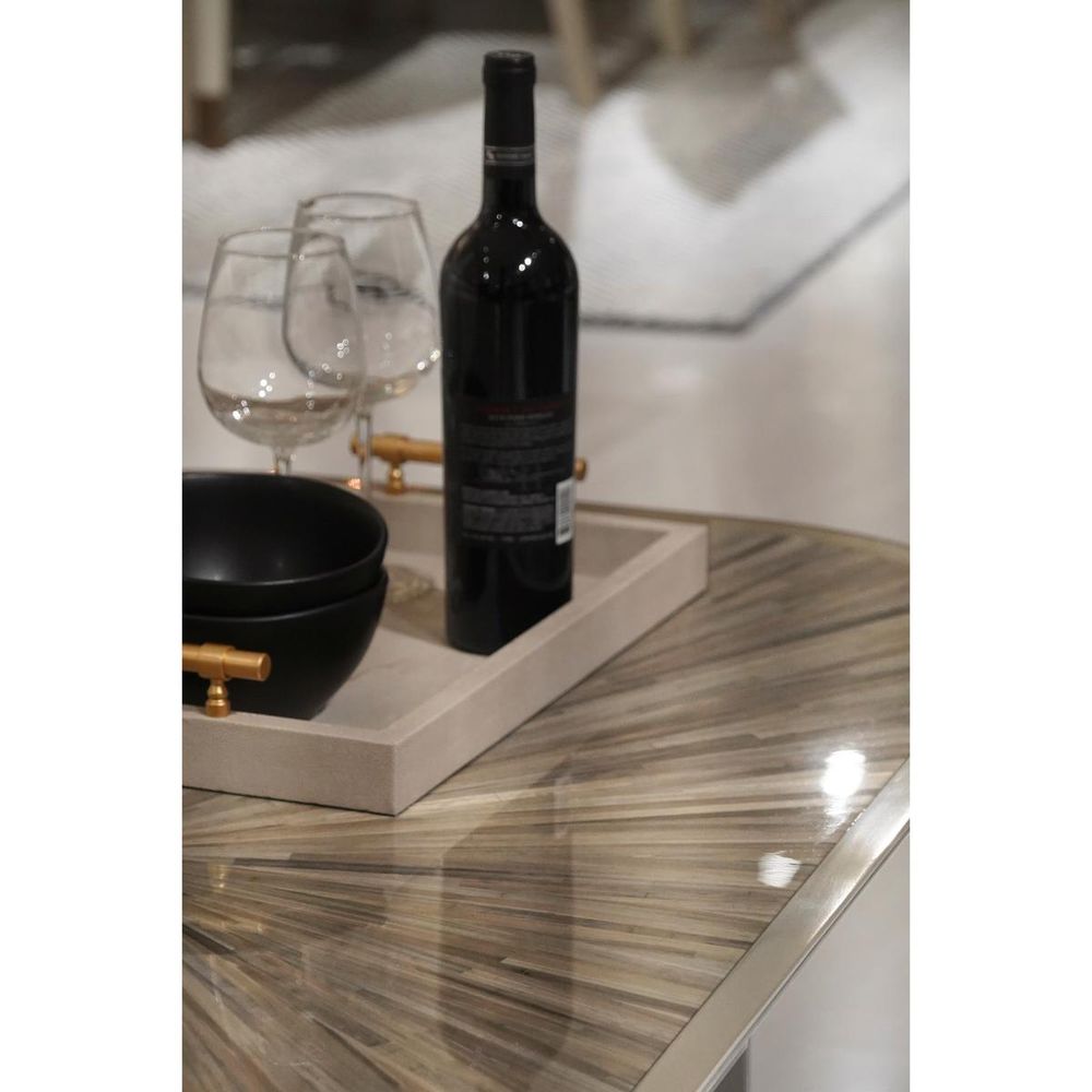 Alternate view of Terra Pedestal Cocktail Table, featuring high-gloss lacquer, wood veneer, metal trim, and a pedestal base.