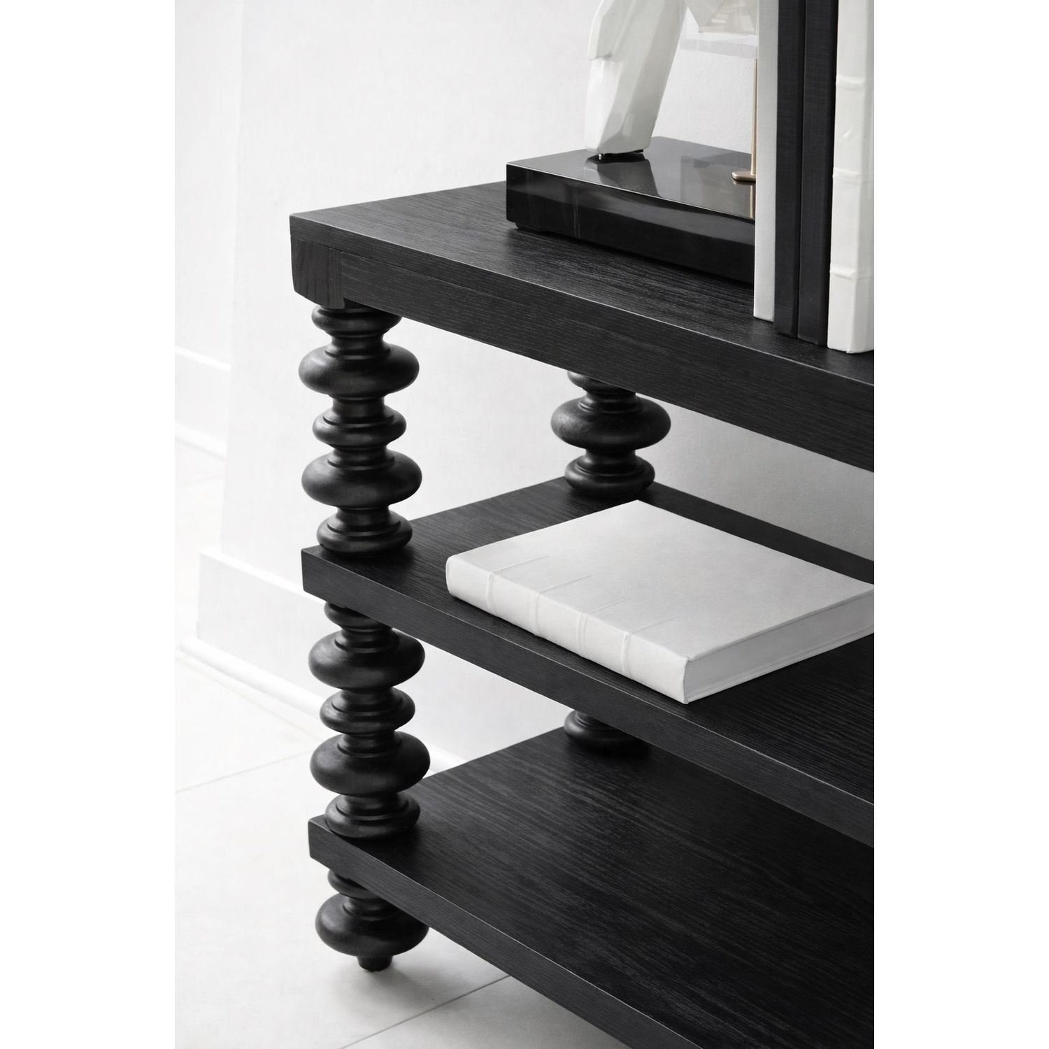 Atrium Console Table - hand rubbed black with undertones of brown