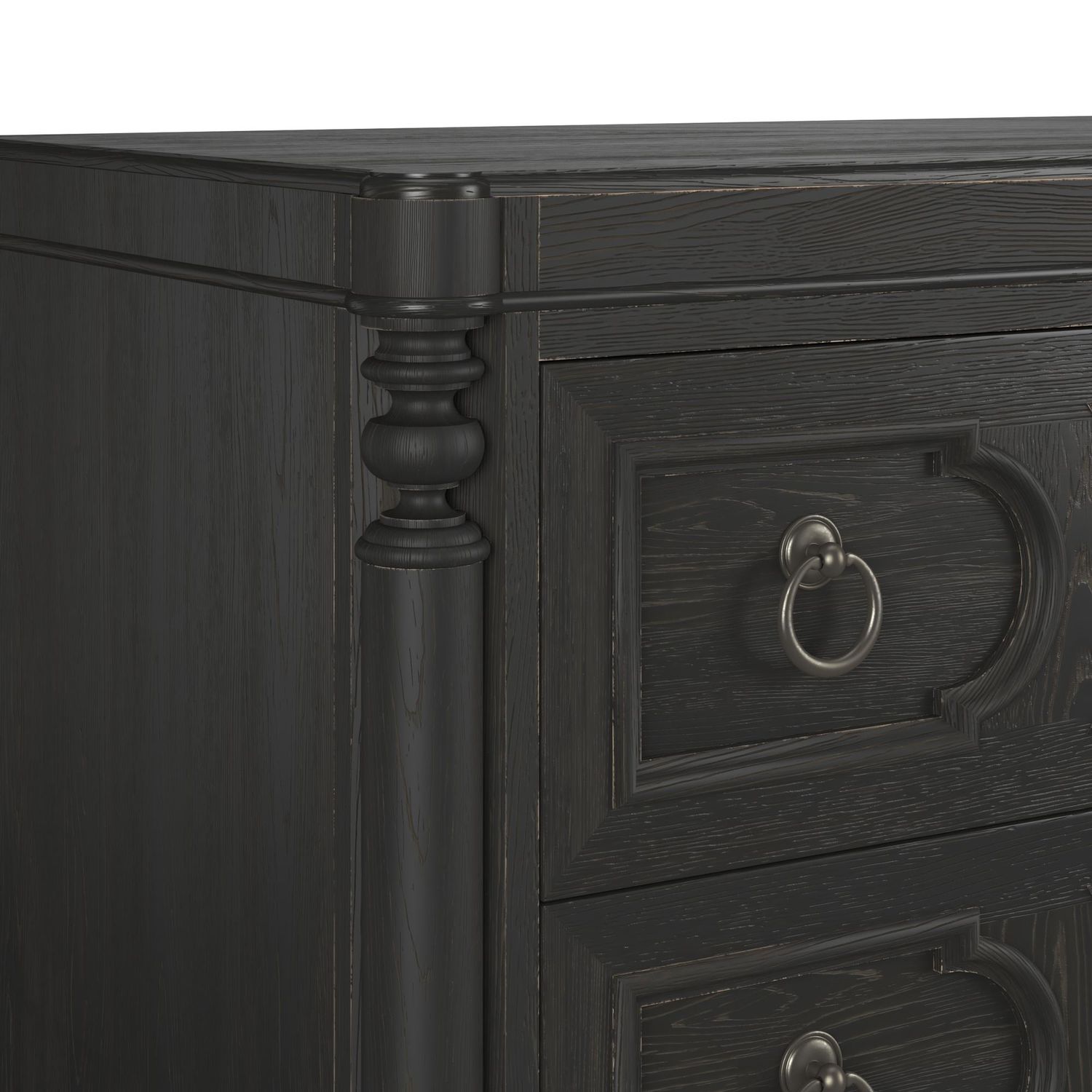 Atrium Three-Drawer Chest - hand rubbed black with undertones of brown