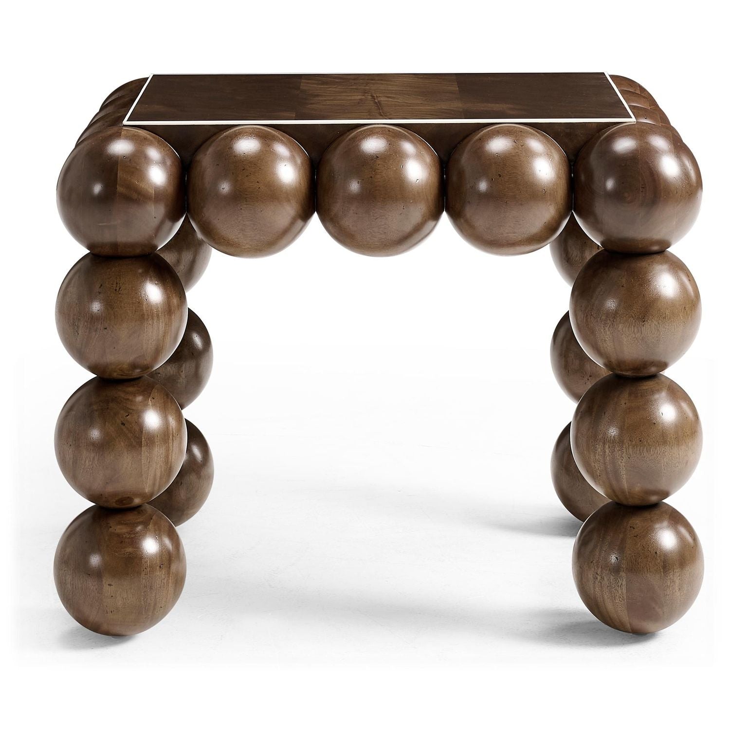 Alternate view of Orb Rectangular Side Table, featuring polished finish, wood, and a flat rectangular top surface.