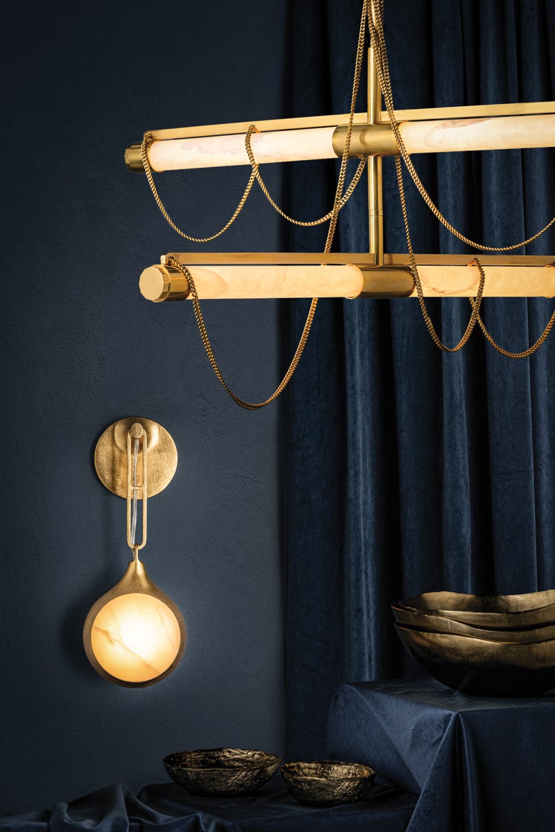 Lariat Chandelier - Vintage Brass 4 Lights