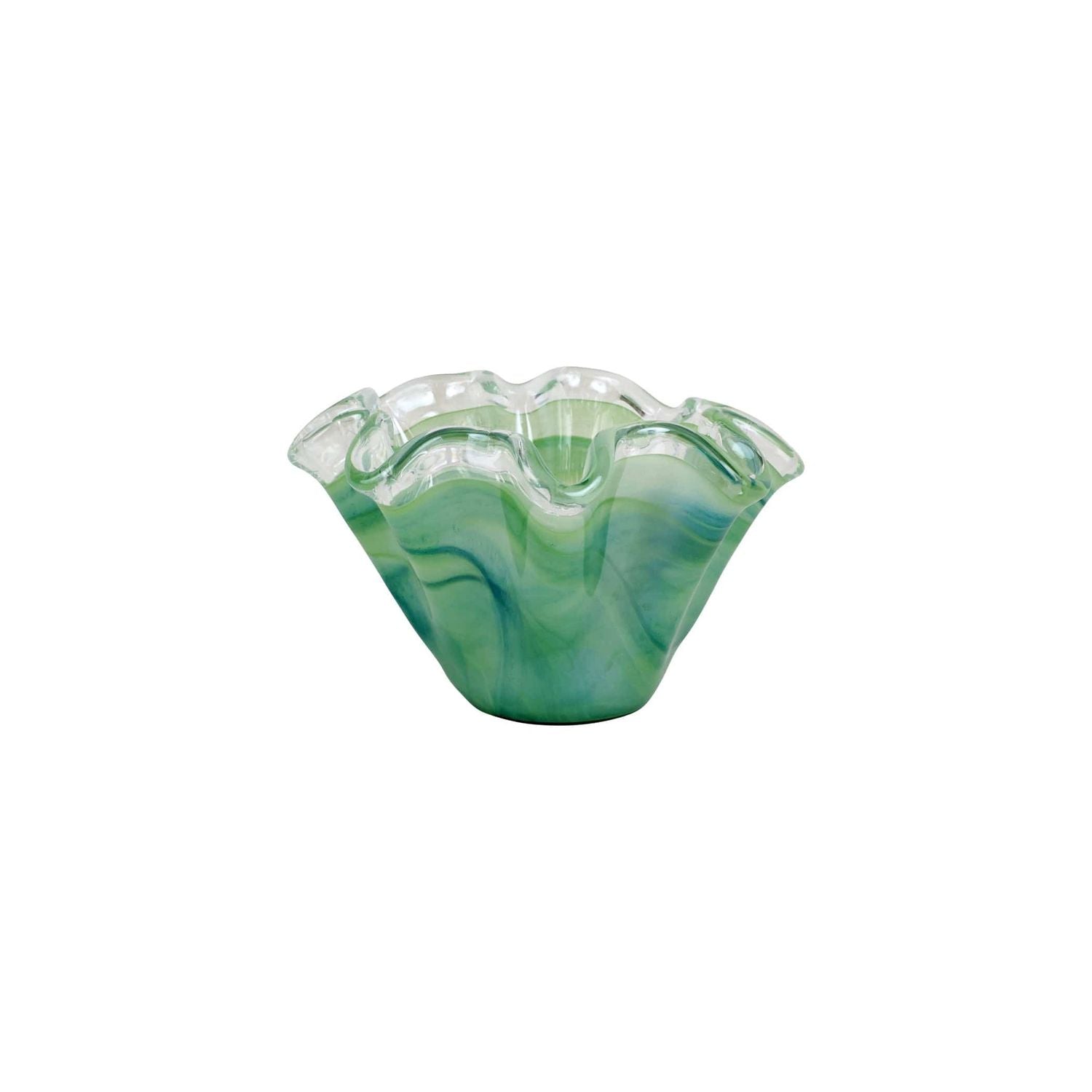 Onda Glass Ruffled Bowl - Green