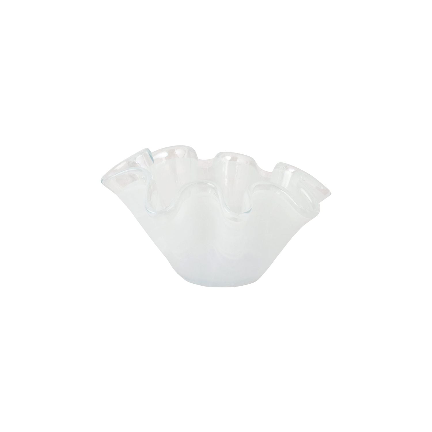Onda Glass Ruffled Bowl - White