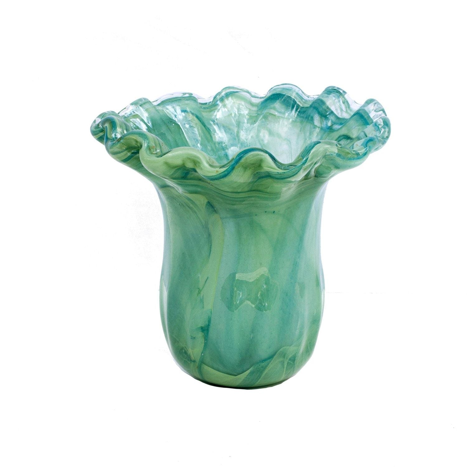 Onda Glass Tulip Vase - Green / Small