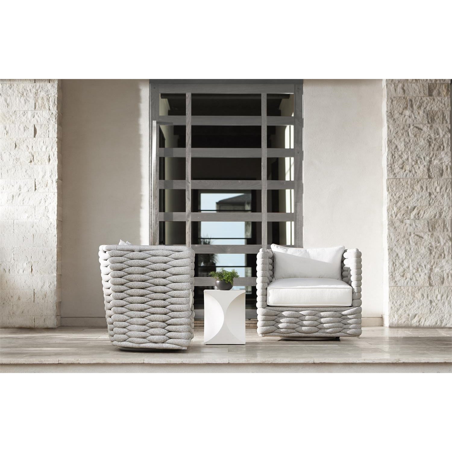 Wailea Outdoor Swivel Chair-Bernhardt-Outdoor Lounge ChairsNordic Grey Finish-2-France and Son
