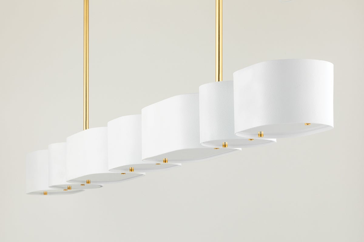 Opal Linear - Soft White/Vintage Brass 7 Lights