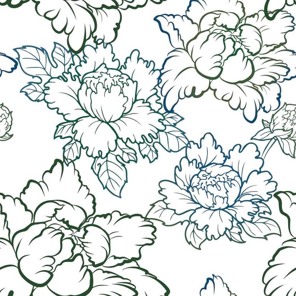 Peony Wallpaper-Mitchell Black-MITCHB-WC-BB-PY-W-PM-10-Wall DecorPatterns Green & Blue-Premium Matte Paper-4-France and Son