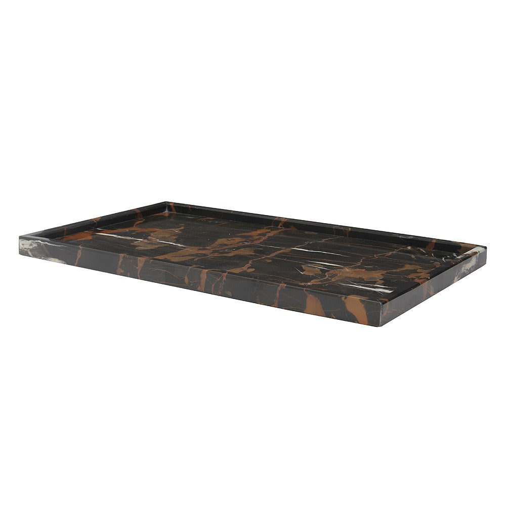 Edesia Collection Honed Finish Rect Tray 18"x10"-Marble Crafter-MC-PC12-BG-TraysBlack & Gold Marble-1-France and Son