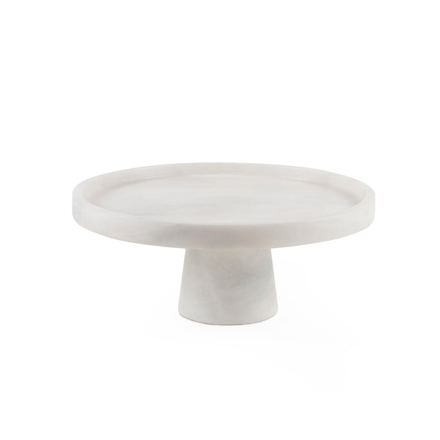 Round Cake Stand 12″-Marble Crafter-MC-PC31-PW-Cake StandWhite Honed-3-France and Son