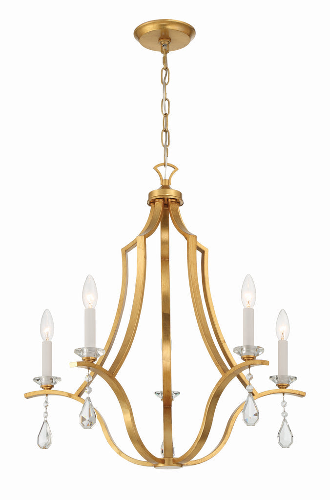 Perry 5 Light Antique Gold Chandelier-Crystorama Lighting Company-CRYSTO-PER-10405-GA-Chandeliers-2-France and Son