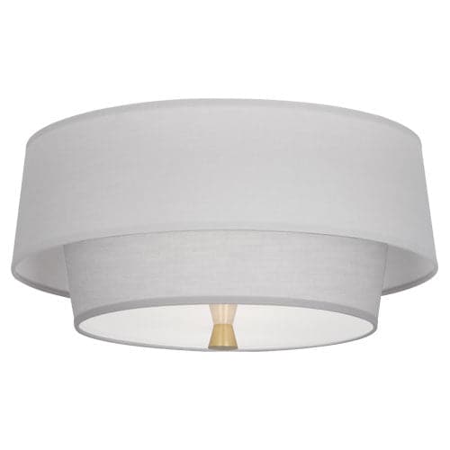 Decker Flushmount-Robert Abbey Fine Lighting-ABBEY-PG143-Flush MountsModern Brass Finish-Pearl Gray Fabric-1-France and Son