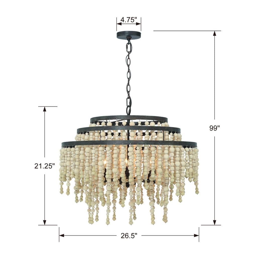 Poppy 6 Light Chandelier-Crystorama Lighting Company-CRYSTO-POP-A5076-FB-Chandeliers-5-France and Son