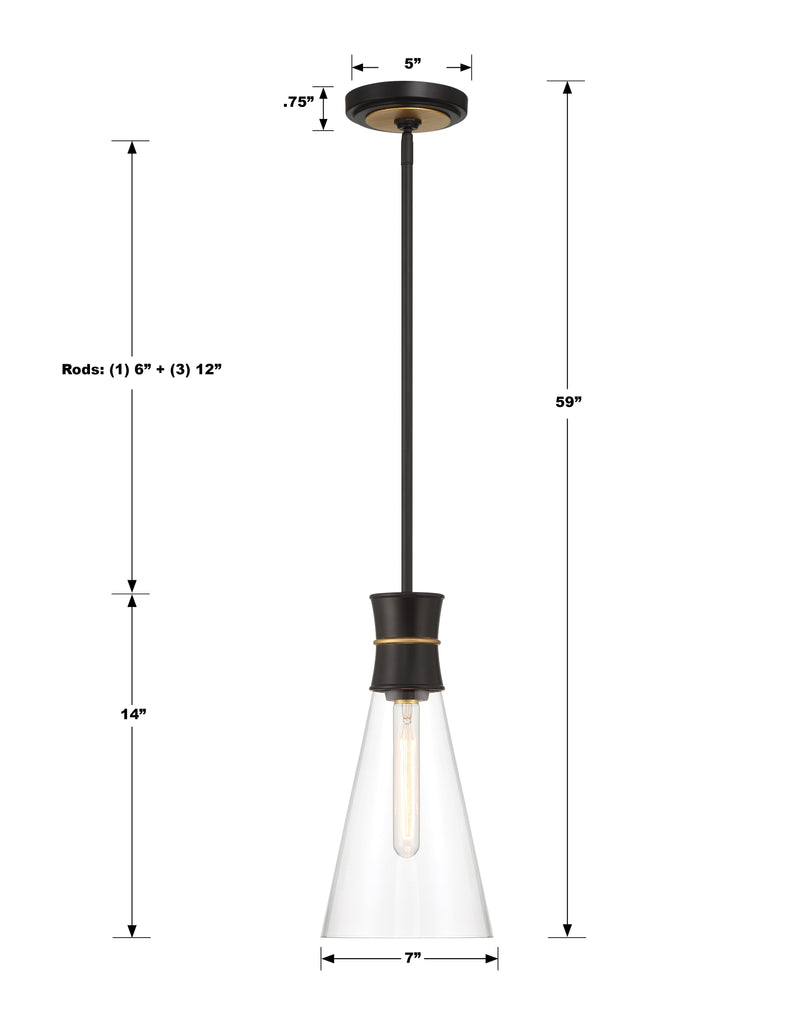 Quinn 1 Light Mini Pendant-Crystorama Lighting Company-CRYSTO-QUN-1500-MK-TG-Pendants-3-France and Son