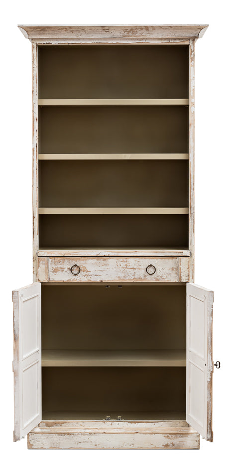 Bookcase With Doors-SARREID-SARREID-R244-14-Bookcases & CabinetsStucco White-2-France and Son