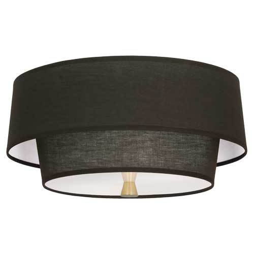 Decker Flushmount-Robert Abbey Fine Lighting-ABBEY-RB143-Flush MountsModern Brass Finish-Raven Black Fabric-3-France and Son