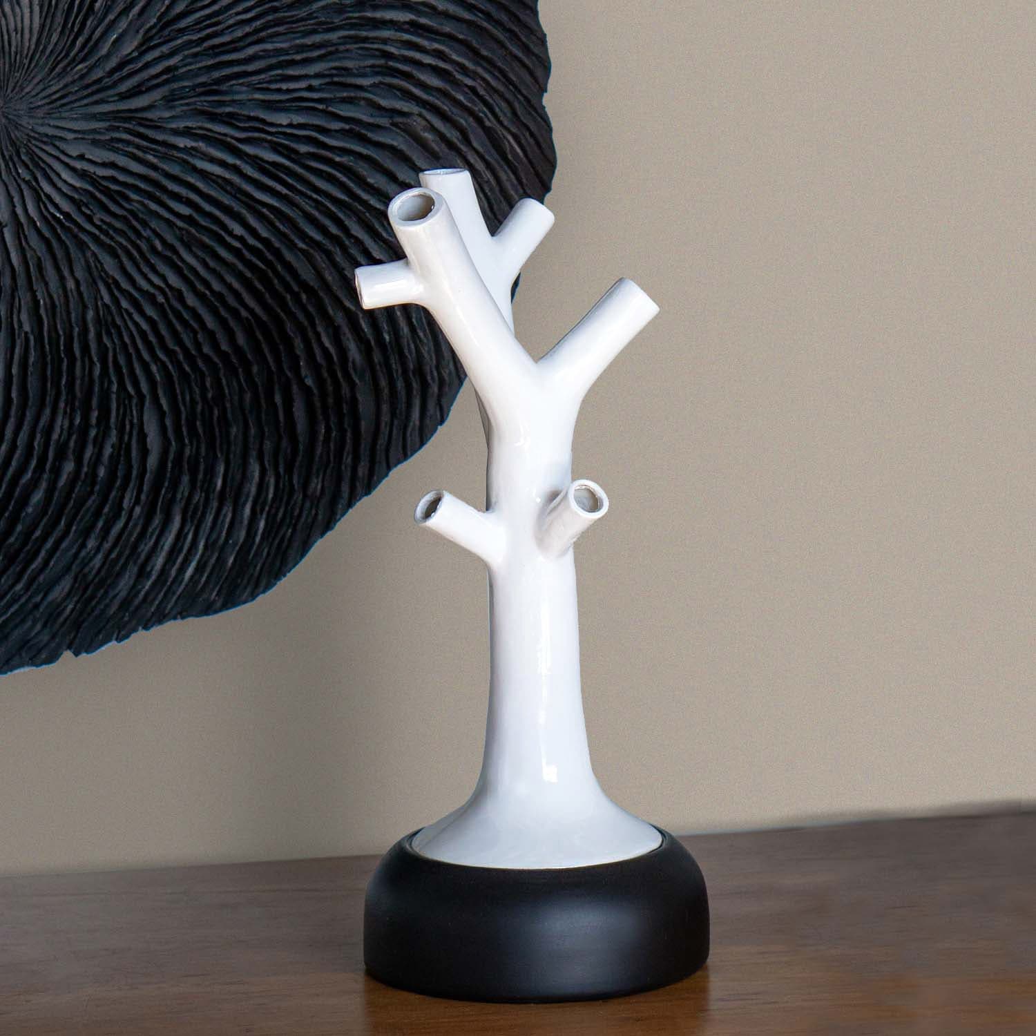 Shinzo Tree Sculpture-Gold Leaf Design Group-GOLDL-RE2007-15WH-Decorative ObjectsShinzo Tree Sculpture - 15.7"H/White-1-France and Son