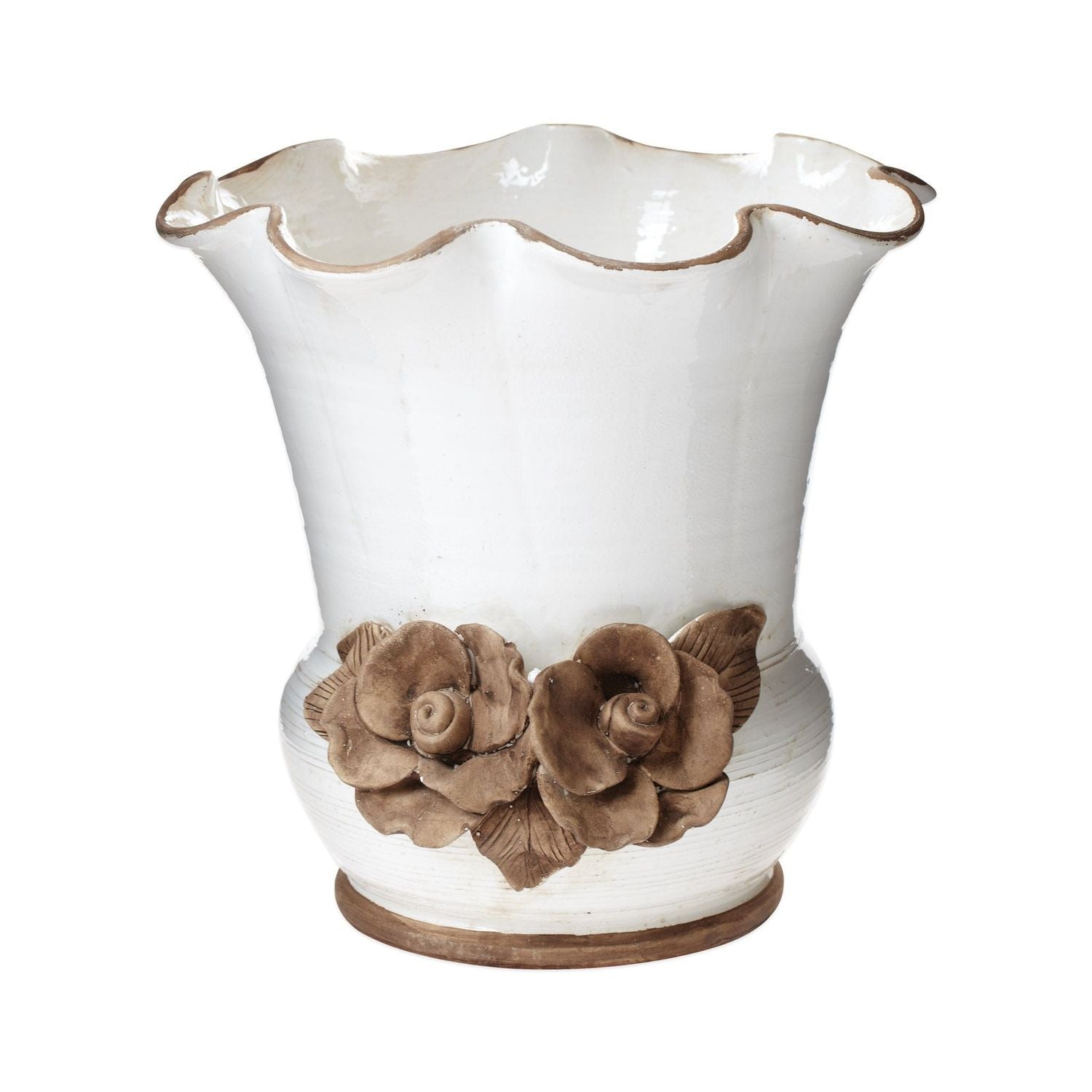 Rustic Garden Scalloped Planter with Flowers