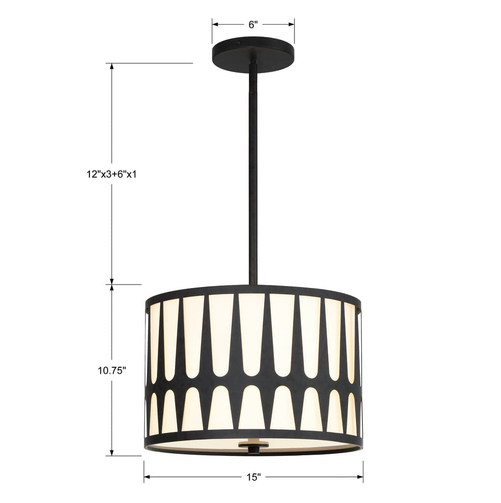 Royston 3 Light Pendant-Crystorama Lighting Company-CRYSTO-ROY-803-BK-PendantsBlack metal-5-France and Son