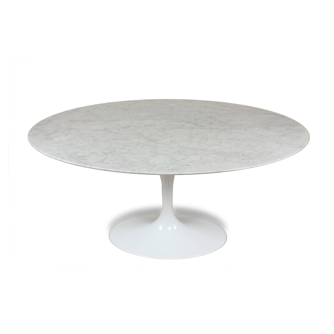 Carrara Marble Pedestal Tulip Dining Table - Oval-France & Son-RT335V6042WHT-Dining Tables60" x 42"-9-France and Son