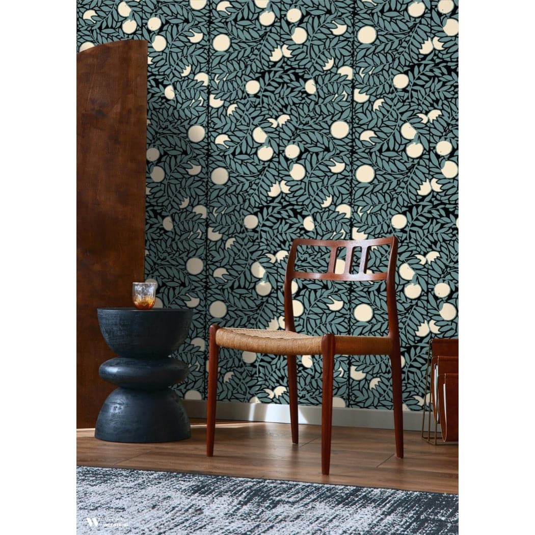 Orange Grove Wallpaper-Mitchell Black-MITCHB-WC322-3-PM-10-Wall DecorPatterns Blue/Cream-Premium Matte Paper-2-France and Son