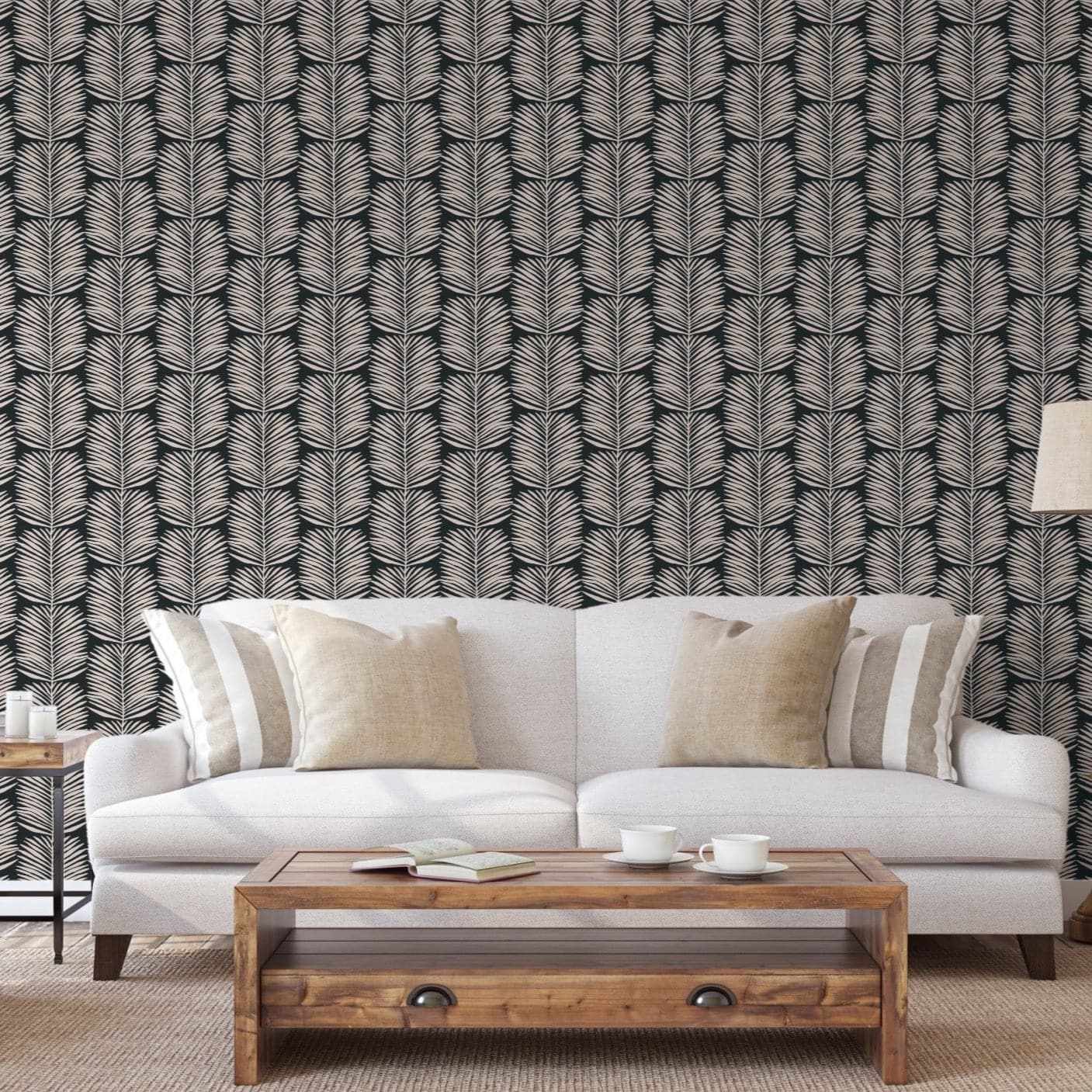 Betty Palms Wallpaper-Mitchell Black-MITCHB-WC396-1-PM-10-Wall DecorPatterns Black-Premium Matte Paper-2-France and Son