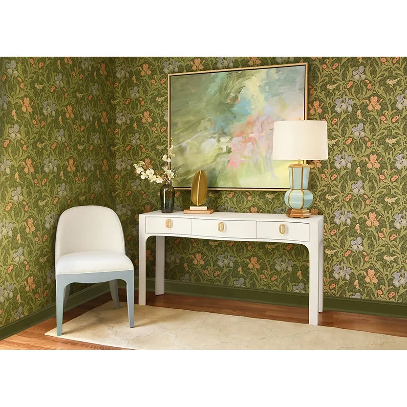 Alternate view of Sadie Curved Dining Chair, featuring painted finish, fabric, wood, and armless.