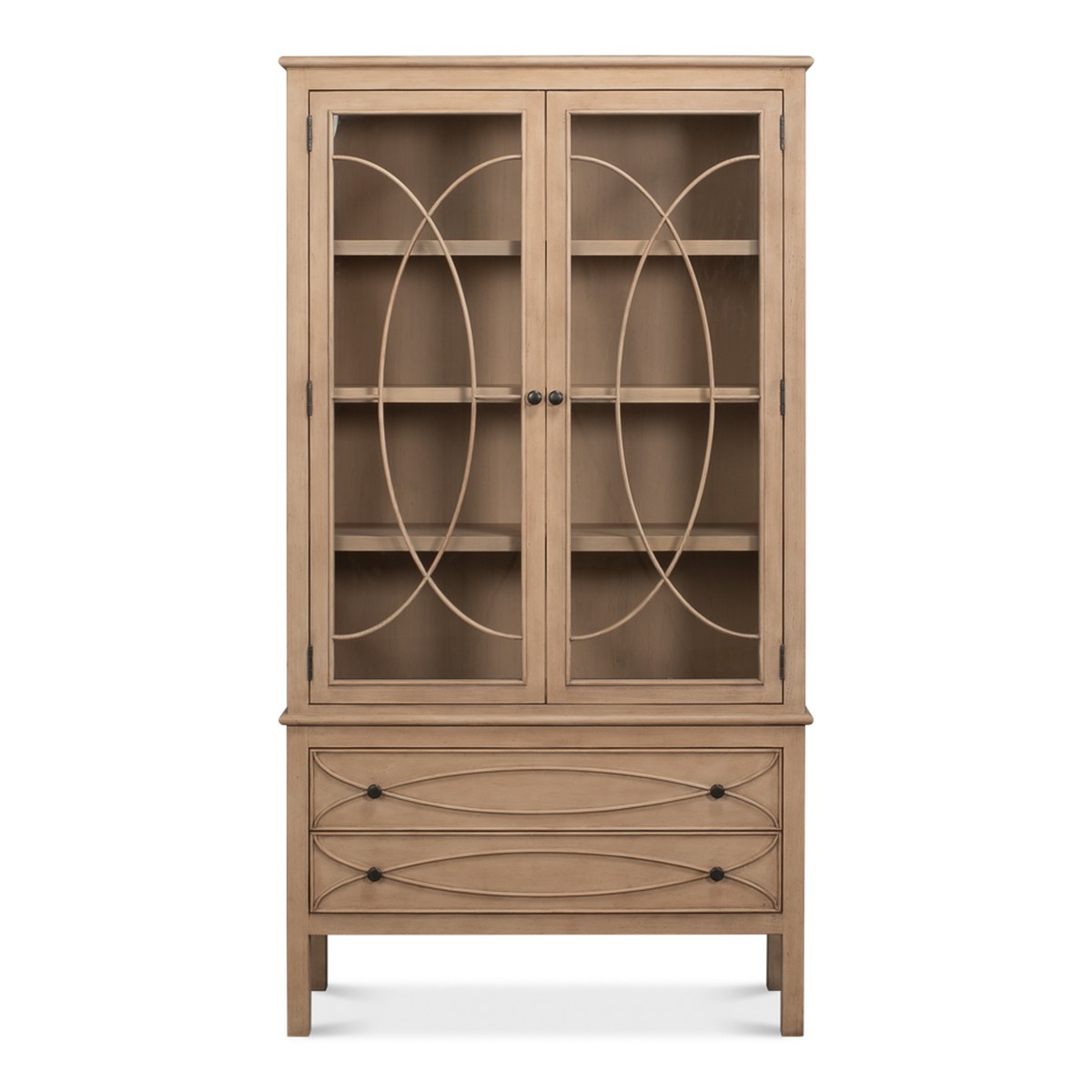 Cecile Bookcase, Beige - Bone White front view