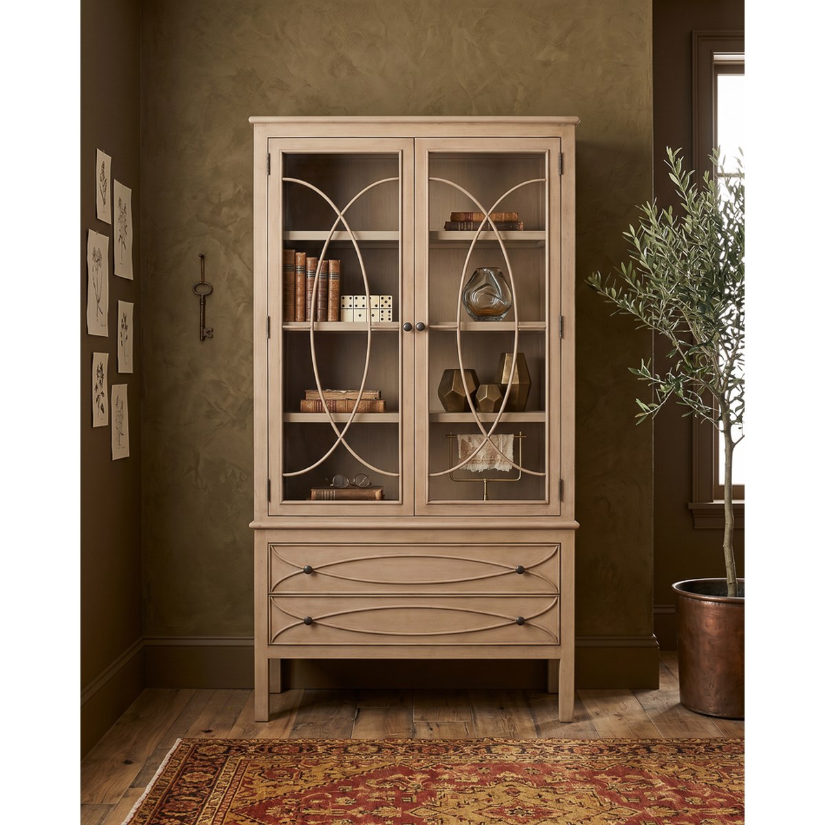 Cecile Bookcase, Beige - lifestyle view