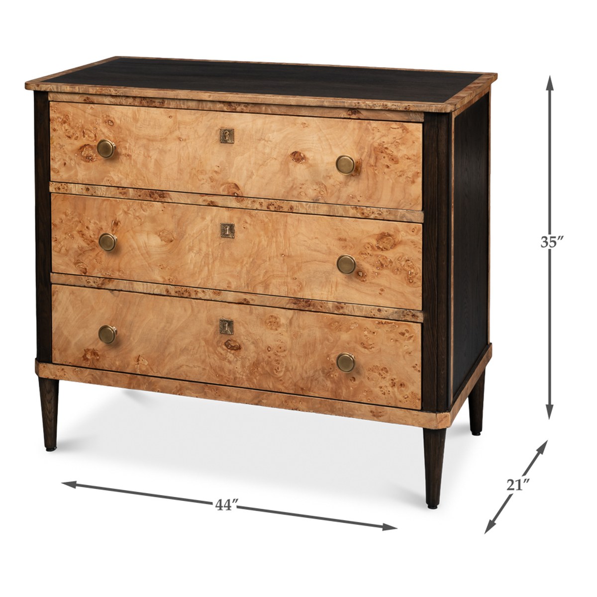 Burl 3-Drawer Chest - detail view