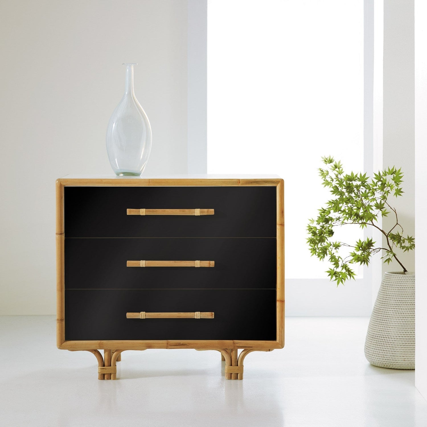 Bamboo Bedside Chest-Somerset Bay Home-SBH-SBT453-B-NightstandsEbony Painted Case-2-France and Son