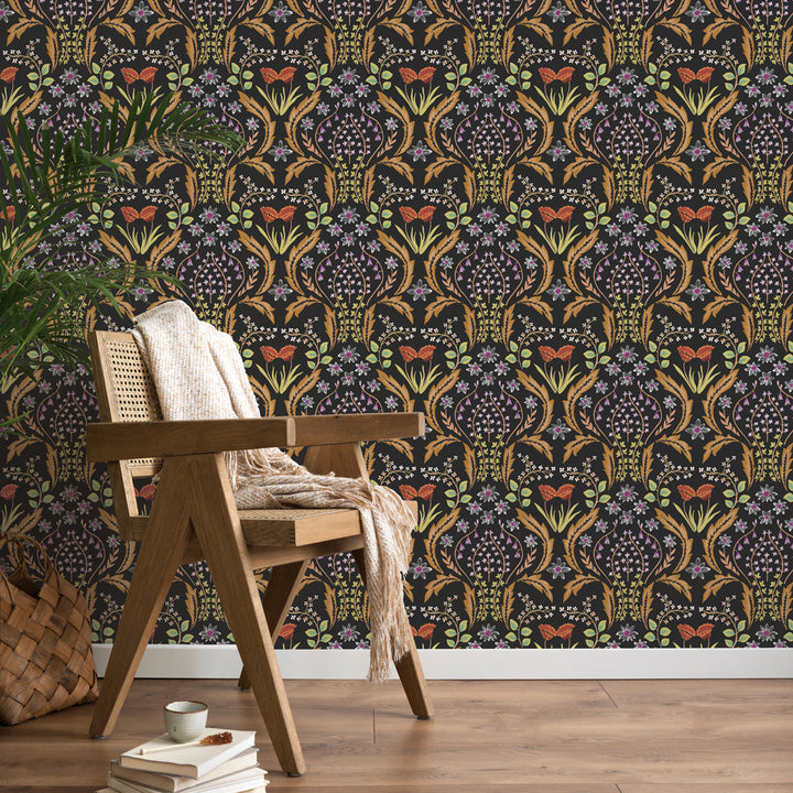 Scandi Floral Peel And Stick Wallpaper-Tempaper & Co.-Tempaper-SF5249-Wall PaperSun-kissed Orange-4-France and Son