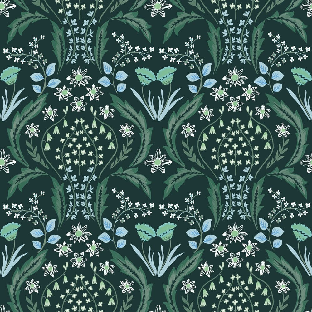 Scandi Floral Peel And Stick Wallpaper-Tempaper & Co.-Tempaper-SF5261-Wall PaperCalypso Teal-8-France and Son