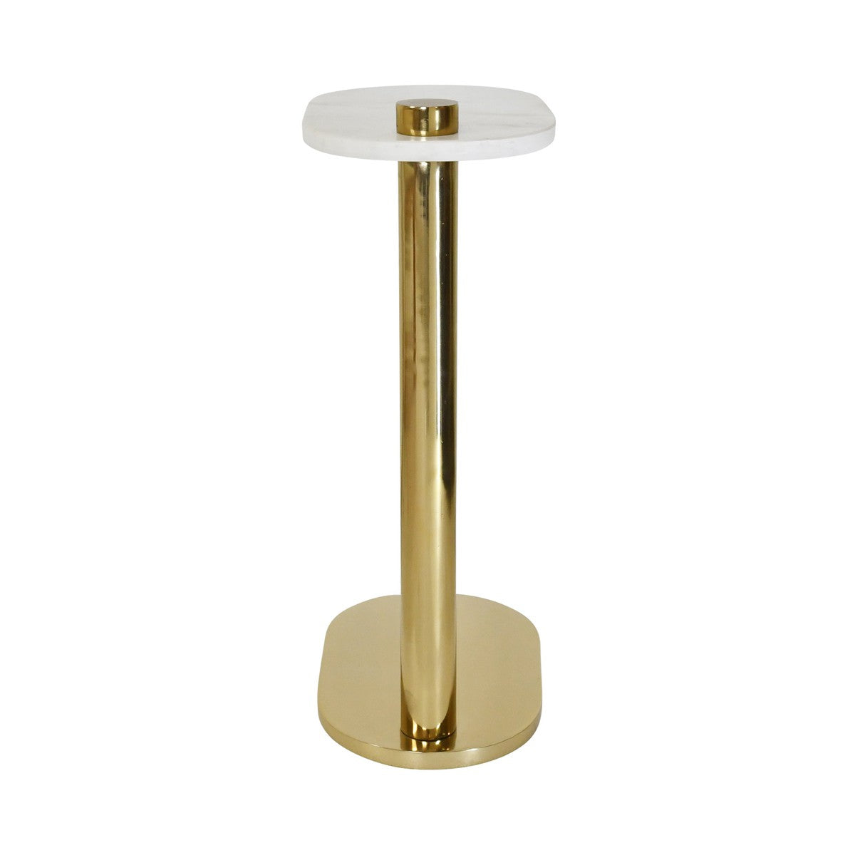 Simeon - Racetrack C Table In Brass With White Marble Top