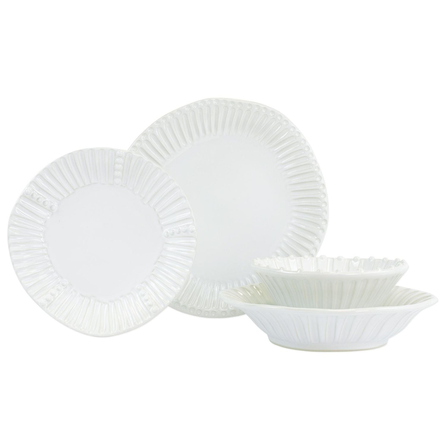 Incanto Stone White Place Setting - 4-Piece / Stripe